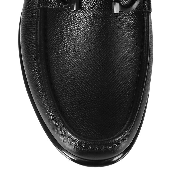 Ferragamo Men\'s Gancini Crown Bit Leather Loafers (11 1/2) Black EE